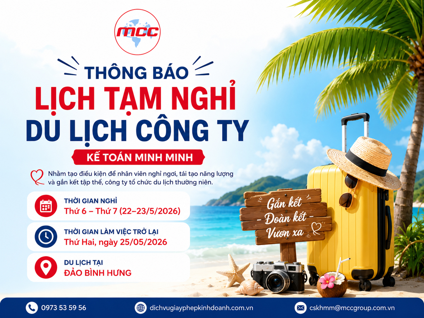 Thông báo lịch nghỉ team building công ty